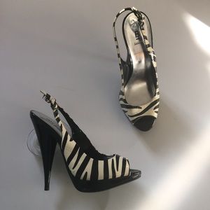 Zebra high heel sandals